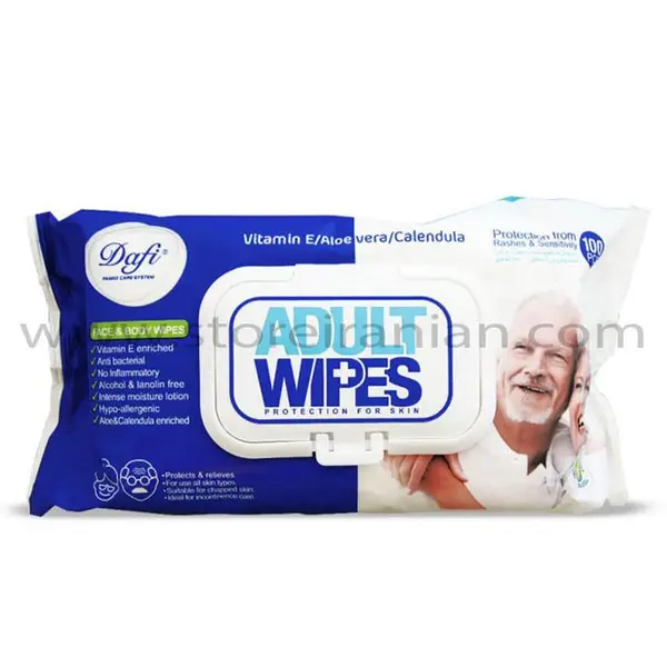 دستمال مرطوب دافی مدل Adult Wipes بسته 100 عددی