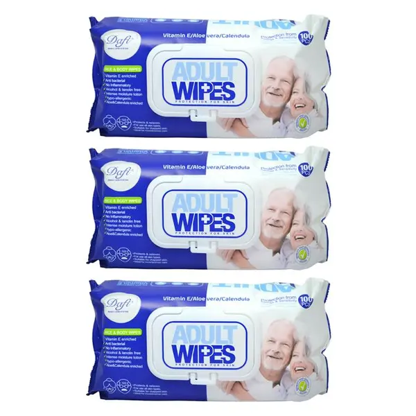 دستمال مرطوب دافی مدل Adult Wipes بسته 100 عددی