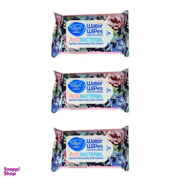 دستمال مرطوب دافی مدل Anti bacterial GN20 مجموعه 3 عددی