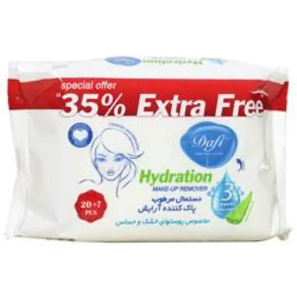دستمال مرطوب آرایشی دافی Extra مناسب پوست خشک و حساس 27 عددی