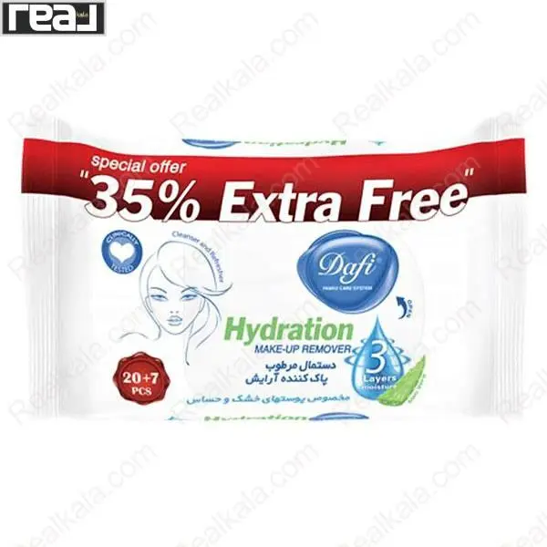 دستمال مرطوب آرایشی دافی Extra مناسب پوست خشک و حساس 27 عددی