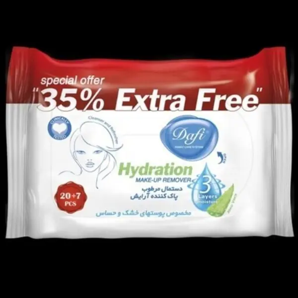 دستمال مرطوب آرایشی دافی Extra مناسب پوست خشک و حساس 27 عددی