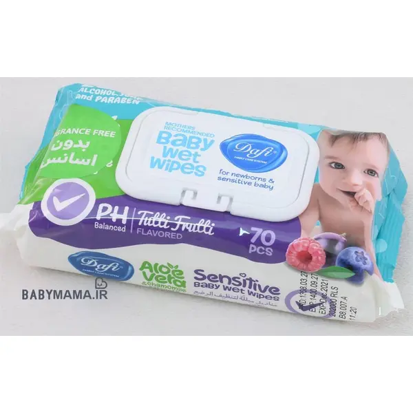 دستمال مرطوب درب دار دافی مدل SENSETIVE بسته 70عددی