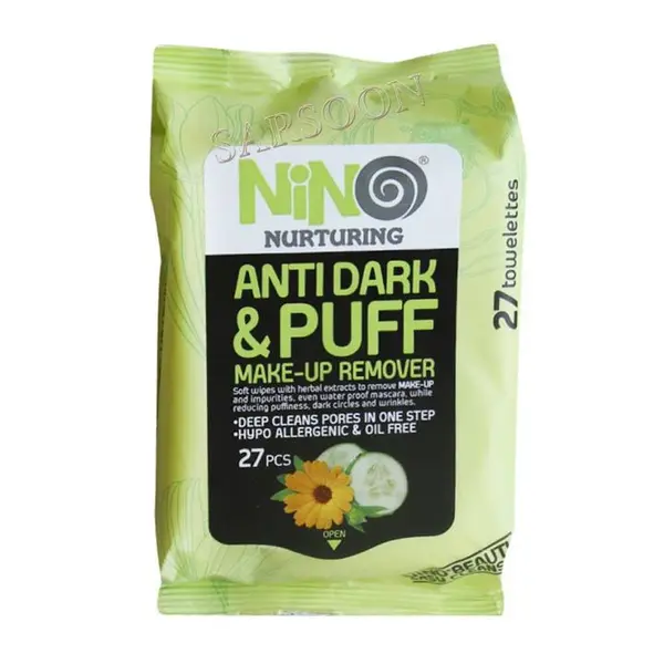 دستمال مرطوب نینو مدل Anti dark And Puff بسته 27 عددی