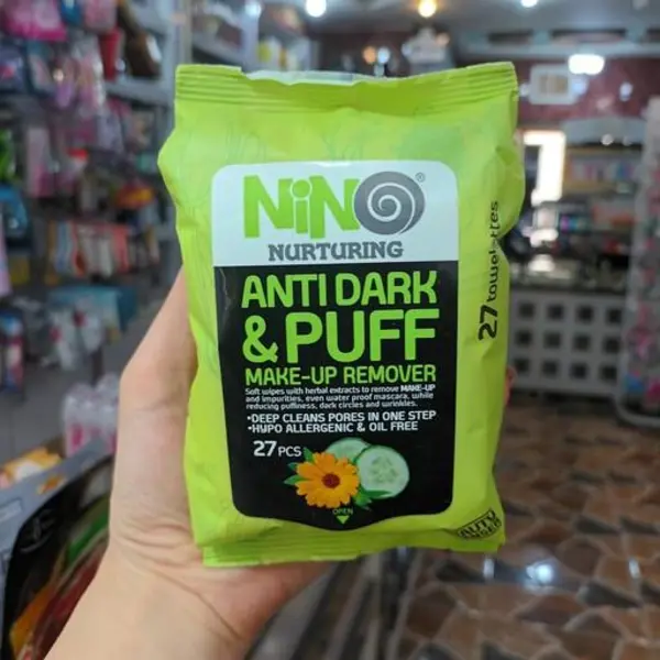 دستمال مرطوب نینو مدل Anti dark And Puff بسته 27 عددی