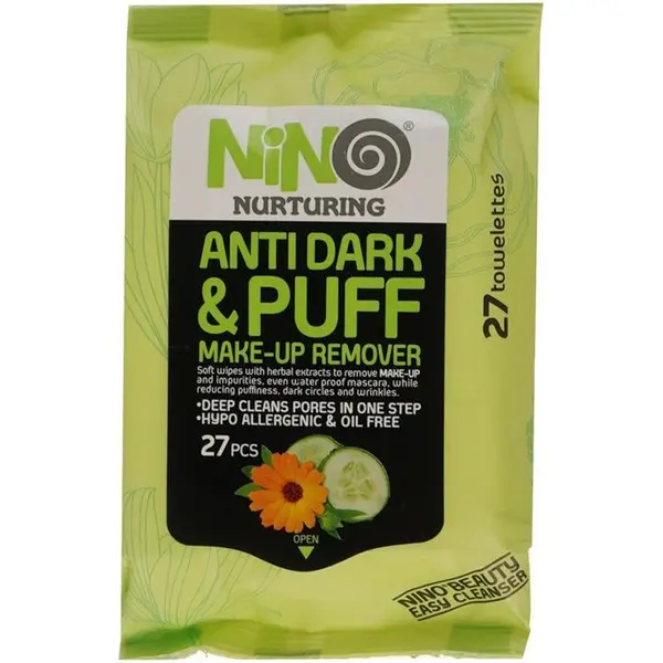 دستمال مرطوب نینو مدل Anti dark And Puff بسته 27 عددی