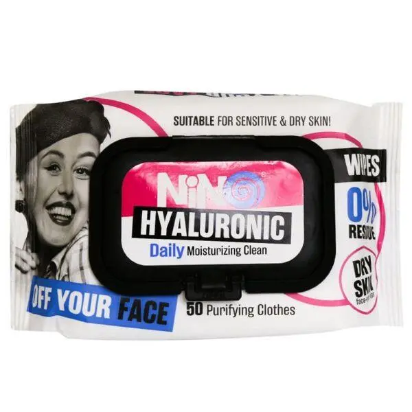 دستمال مرطوب نینو مدل HYALURONIC بسته 50 عددی