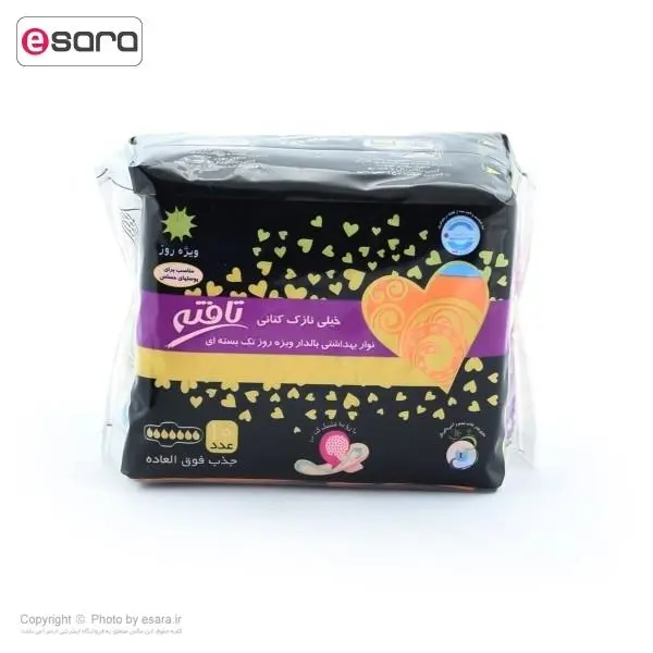 نوار بهداشتی خیلی نازک کتانی بالدار ویژه روز تافته 10 عددی