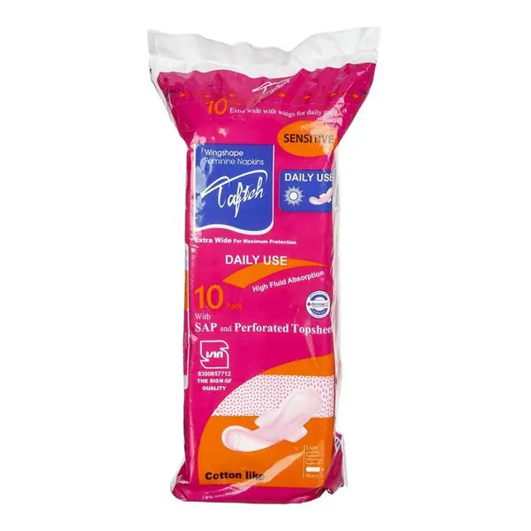 نوار بهداشتی خیلی نازک کتانی بالدار ویژه روز تافته 10 عددی