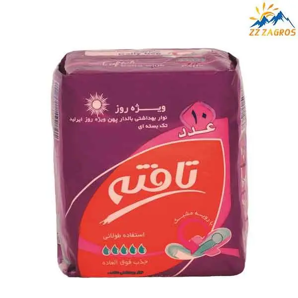 نوار بهداشتی خیلی نازک کتانی بالدار ویژه روز تافته 10 عددی