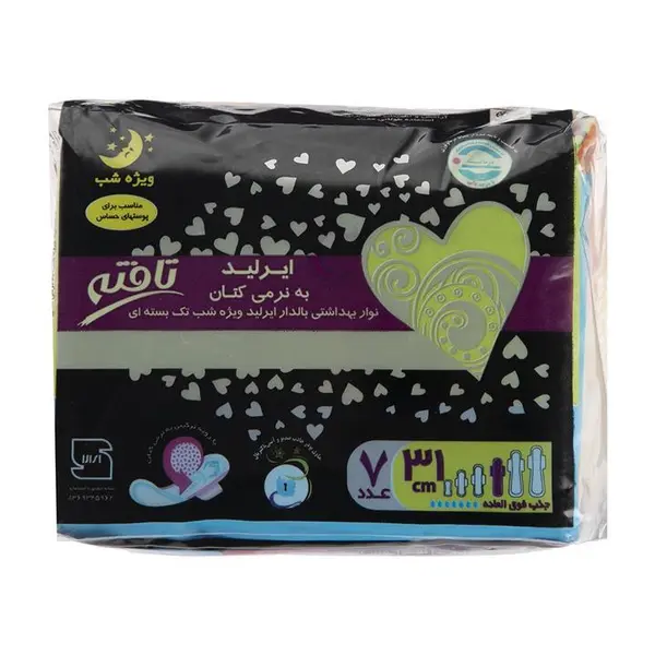 نوار بهداشتی ایرلید شب کتانی تافته 7 عددی