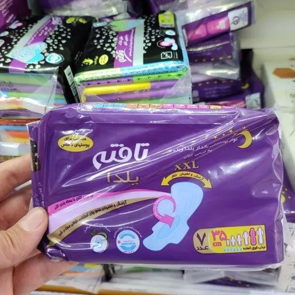 نوار بهداشتی شبانه تافته مدل یلدا با رویه کتانی سایز بسیار بزرگ 7 عددی