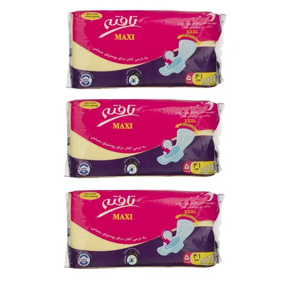 نوار بهداشتی بالدار تافته مدل Maxi ویژه شب سایز XXXL بسته 5 عددی
