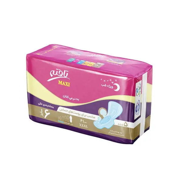 نوار بهداشتی بالدار تافته مدل Maxi ویژه شب سایز XXXL بسته 5 عددی