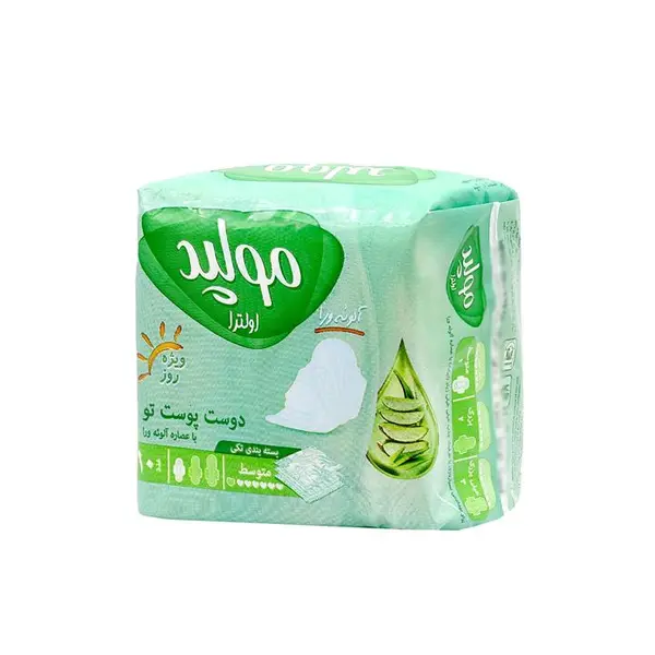نوار بهداشتی مولپد مدل آلوئه ورا بسته 10 عددی