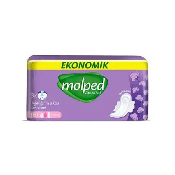 نوار بهداشتی بلند مولپد ترکیه 16 عددی مدل Molped Classic Thich