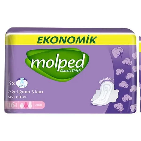 نوار بهداشتی بلند مولپد ترکیه 16 عددی مدل Molped Classic Thich