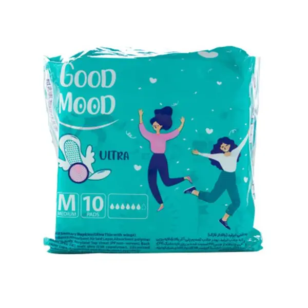 نوار بهداشتی گود مود  (good mood) اولترا متوسط با لایه رویی مشبک به نرمی پنبه