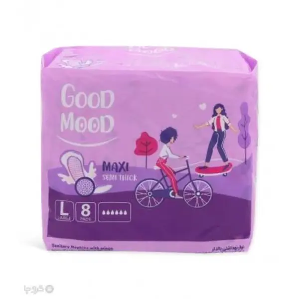نوار بهداشتی بالدار نیمه ضخیم کتان گود مود Good Mood مدل Maxi بزرگ - بسته 8 عددی