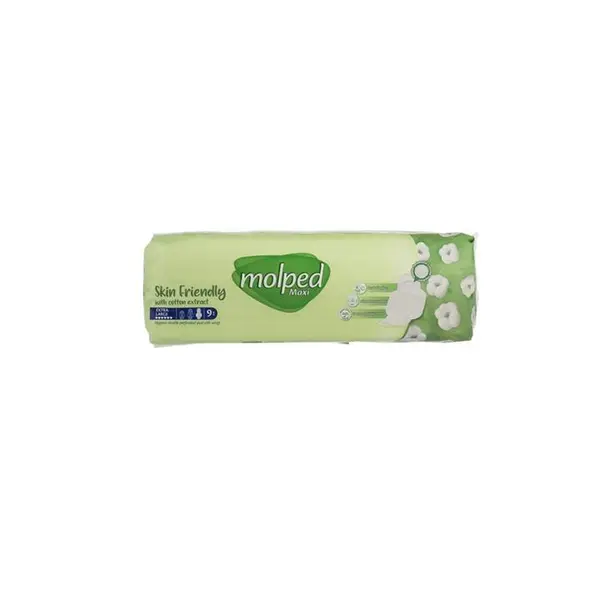 نوار بهداشتی بالدار نیمه ضخیم مشبک مولپد Molped مدل Maxi خیلی بزرگ کد 435 - بسته 9 عددی