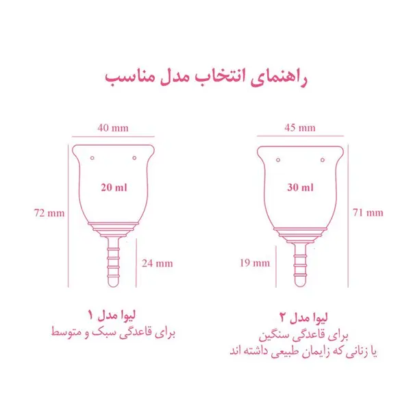 کاپ قاعدگی لیوا فارما مدل Plus سایز متوسط مجموعه 2 عددی