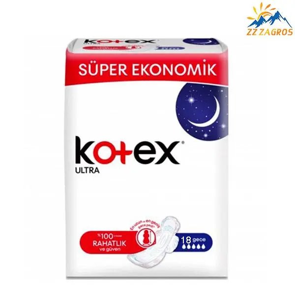 نوار بهداشتی کوتکس ویژه شب مدل ULTRA تعداد 18 عددی kotex