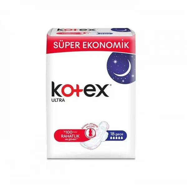 نوار بهداشتی کوتکس ویژه شب مدل ULTRA تعداد 18 عددی kotex
