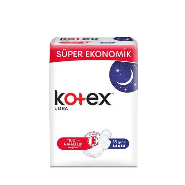 نوار بهداشتی کوتکس ویژه شب مدل ULTRA تعداد 18 عددی kotex