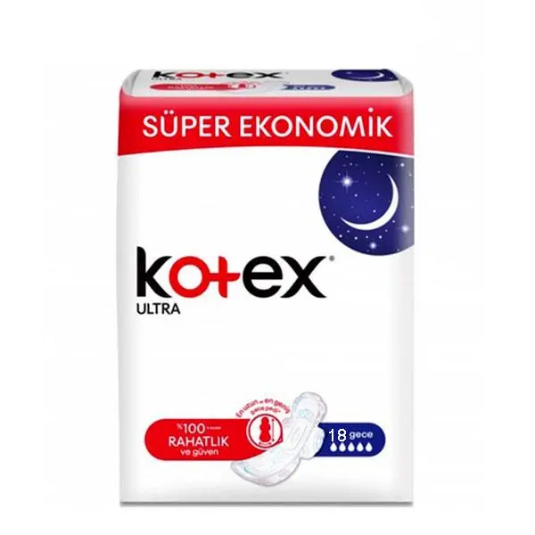 نوار بهداشتی کوتکس ویژه شب مدل ULTRA تعداد 18 عددی kotex
