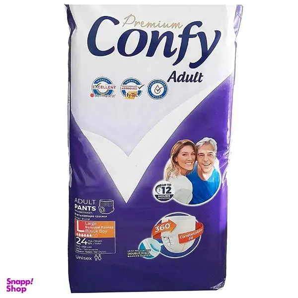 پوشک شورتی بزرگسال کانفی مدل پریمیوم سایز بزرگ بسته 24 عددی