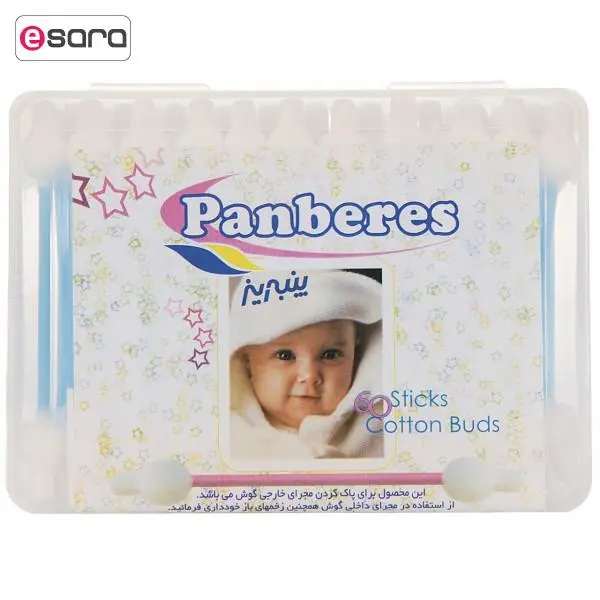 گوش پاک کن کودک پنبه ریز بسته 60 عددی