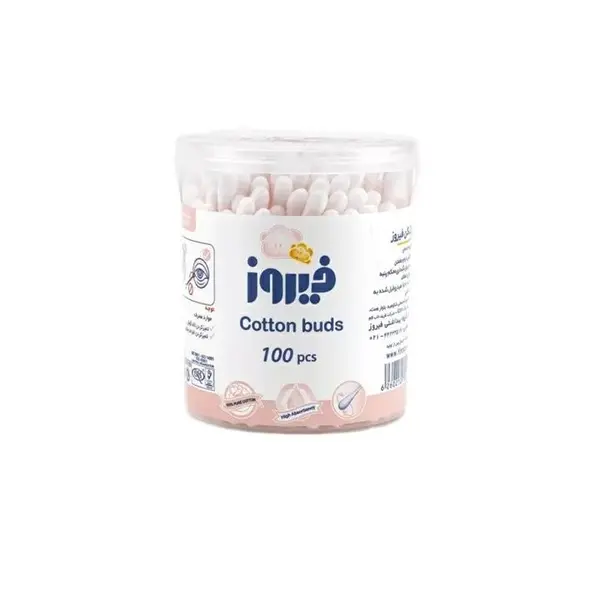گوش پاک کن فیروز مدل Cotton tuds بسته 100 عددی