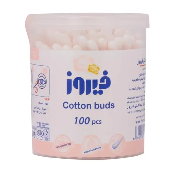 گوش پاک کن فیروز مدل Cotton tuds بسته 100 عددی