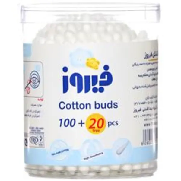 گوش پاک کن فیروز مدل Cotton tuds بسته 100 عددی