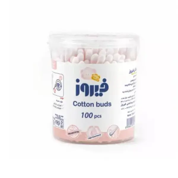 گوش پاک کن فیروز مدل Cotton tuds بسته 100 عددی