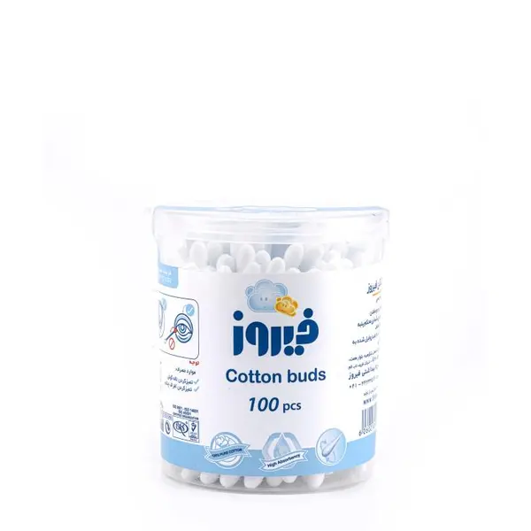 گوش پاک کن فیروز مدل Cotton tuds بسته 100 عددی