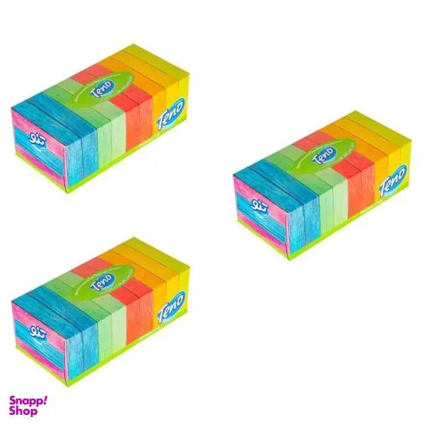 دستمال کاغذی 150 برگ تنو مدل رنگین کمان بسته 3 عددی
