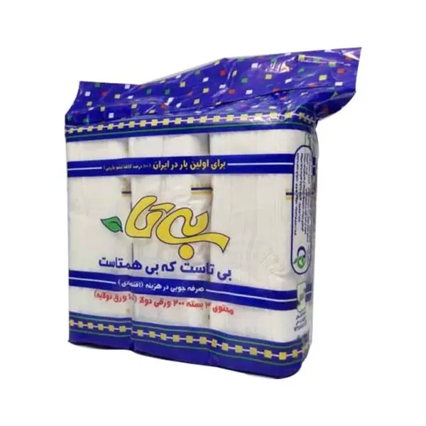دستمال کاغذی 200 برگ بیتا مدل اقتصادی دولایه بسته سه عددی