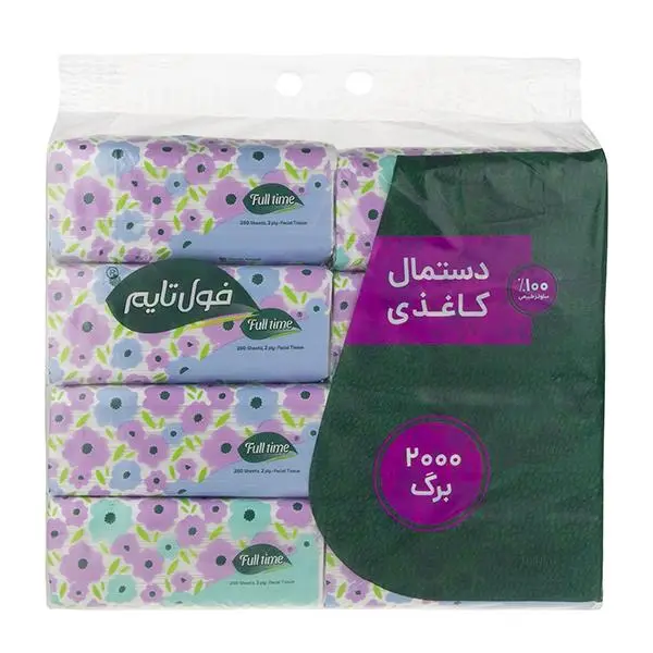 دستمال کاغذی فول تایم مدل دولایه 250 برگ بسته 8 عددی