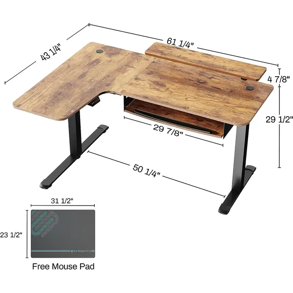 میز گیمینگ مدل EUREKA ERGONOMIC L Shaped Electric
