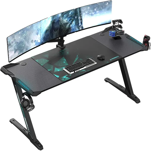 میز گیمینگ با چراغ های LED RGB مدل EUREKA ERGONOMIC Z60 Gaming