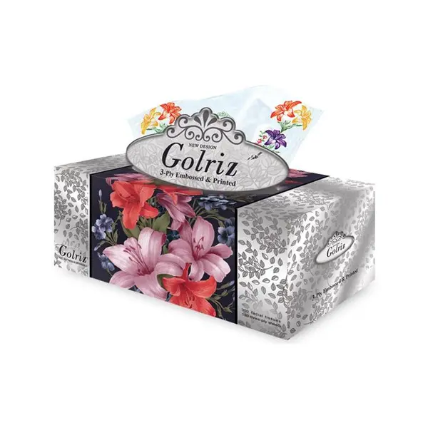 دستمال کاغذی ۱۰۰ برگ گلریز مدل گلریز نقره ای