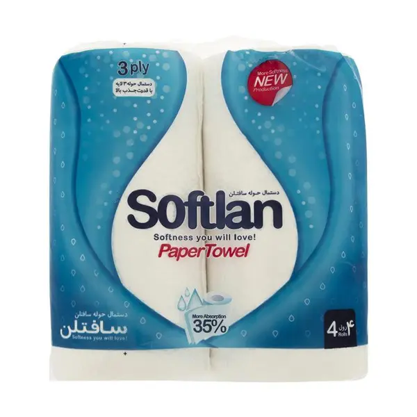 دستمال حوله ای کاغذی سافتلن مدل Blue بسته 4 عددی