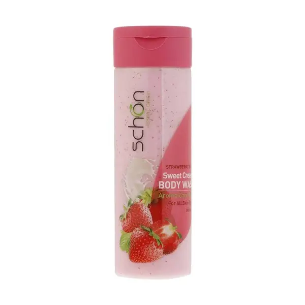 شامپو بدن کرمی شون Strawberry And Milk حاوی عصاره شیر و توت فرنگی حجم 300 میلی لیتر