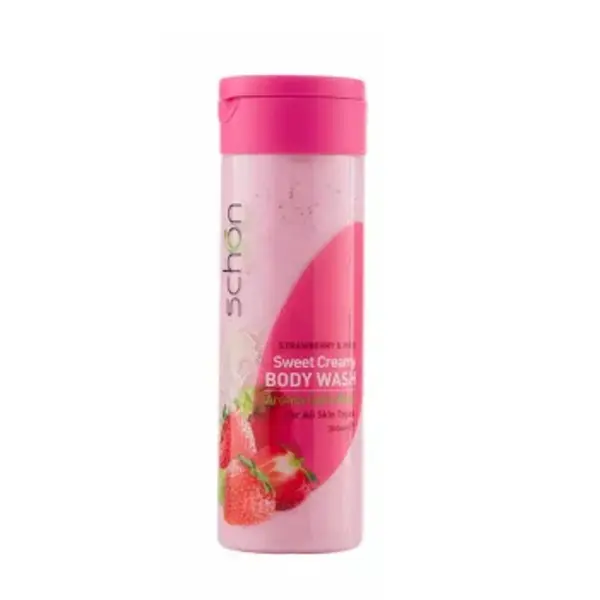 شامپو بدن کرمی شون Strawberry And Milk حاوی عصاره شیر و توت فرنگی حجم 300 میلی لیتر