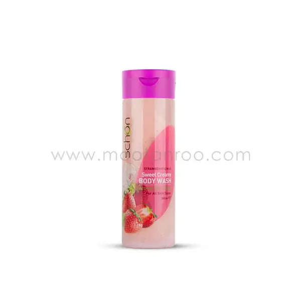 شامپو بدن کرمی شون Strawberry And Milk حاوی عصاره شیر و توت فرنگی حجم 300 میلی لیتر