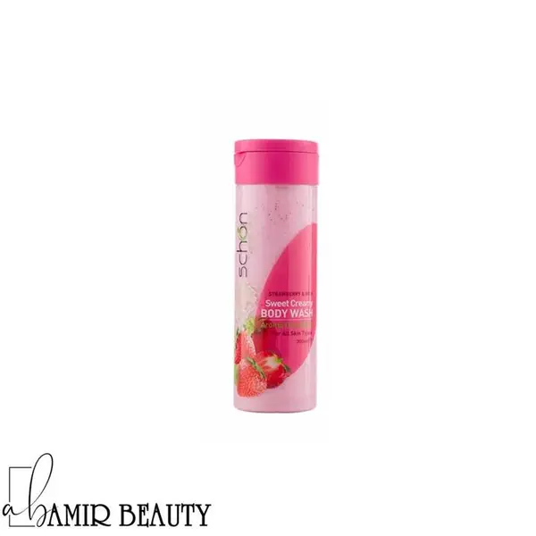 شامپو بدن کرمی شون Strawberry And Milk حاوی عصاره شیر و توت فرنگی حجم 300 میلی لیتر