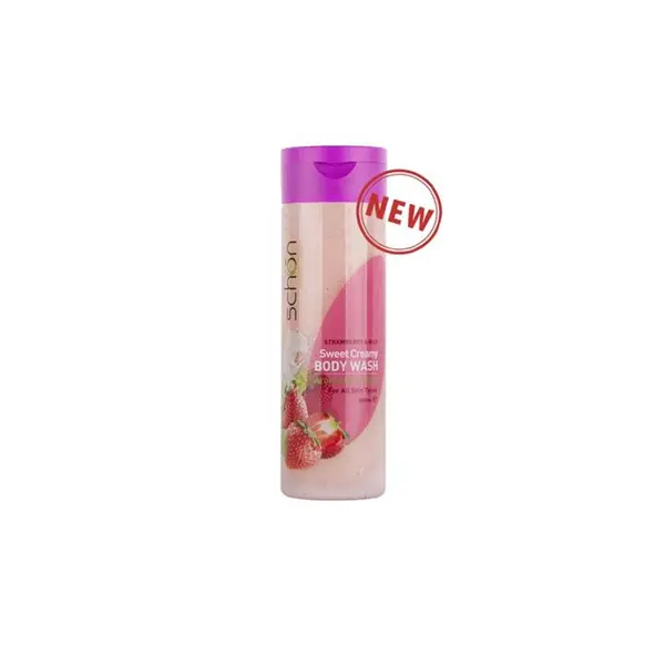 شامپو بدن کرمی شون Strawberry And Milk حاوی عصاره شیر و توت فرنگی حجم 300 میلی لیتر