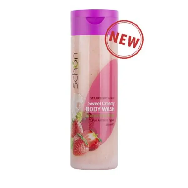 شامپو بدن کرمی شون Strawberry And Milk حاوی عصاره شیر و توت فرنگی حجم 300 میلی لیتر