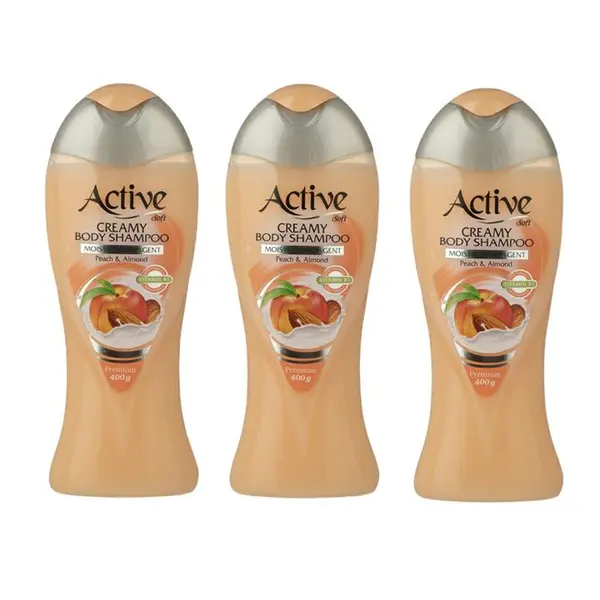 شامپو بدن کرمی اکتیو Peach And Almond هلو و بادام حجم 400 گرم